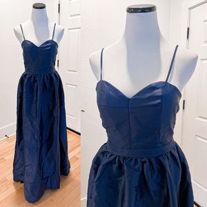 Lulus Destiny Was Watching Navy Blue Maxi Dress taffeta bridesmaid 80’s